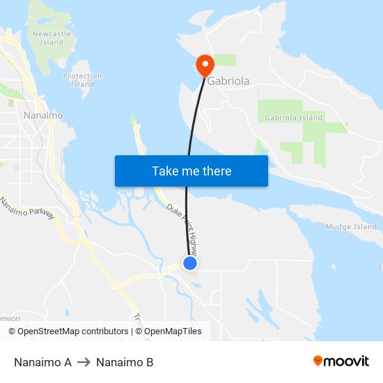 Nanaimo A to Nanaimo B map