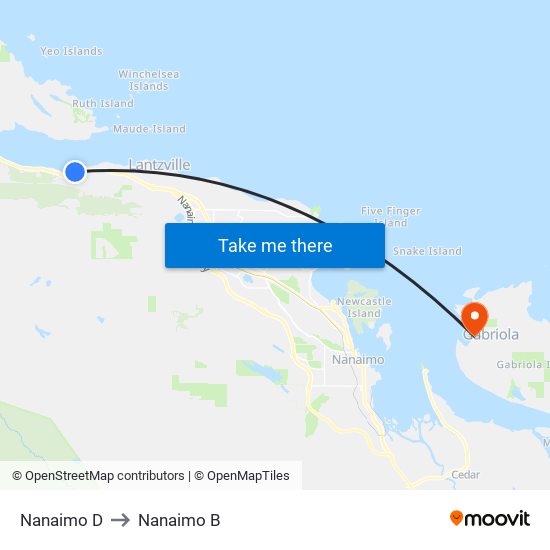 Nanaimo D to Nanaimo B map