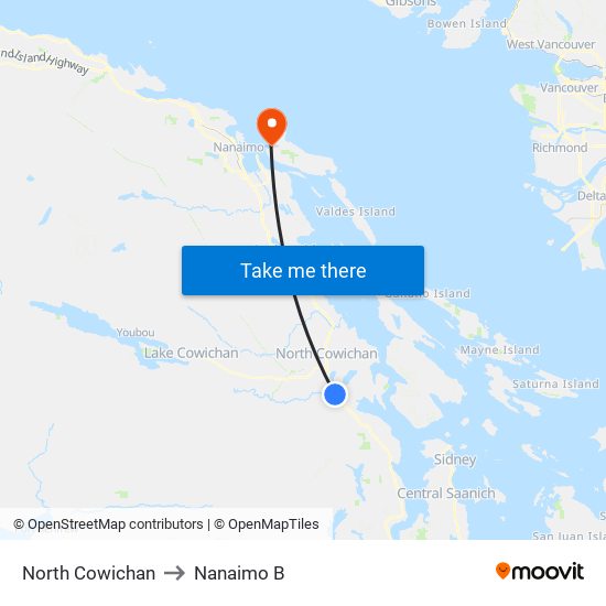 North Cowichan to Nanaimo B map