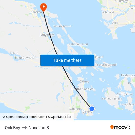 Oak Bay to Nanaimo B map
