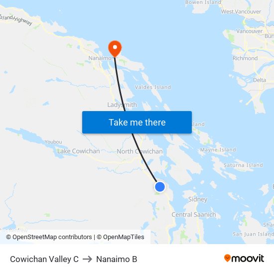 Cowichan Valley C to Nanaimo B map