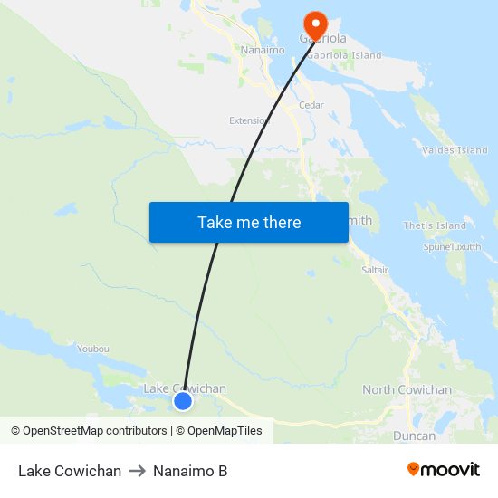 Lake Cowichan to Nanaimo B map