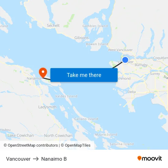 Vancouver to Nanaimo B map