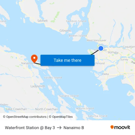 Waterfront Station @ Bay 3 to Nanaimo B map
