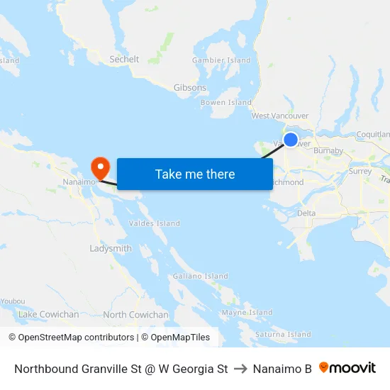 Northbound Granville St @ W Georgia St to Nanaimo B map