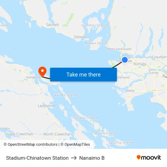 Stadium-Chinatown Station to Nanaimo B map