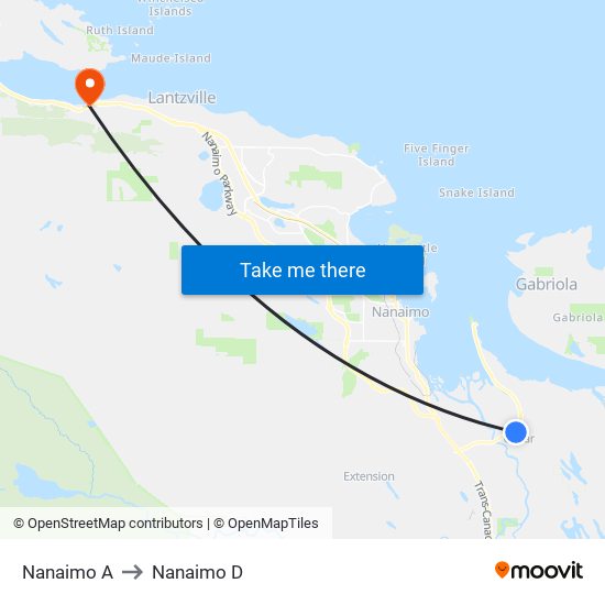 Nanaimo A to Nanaimo D map