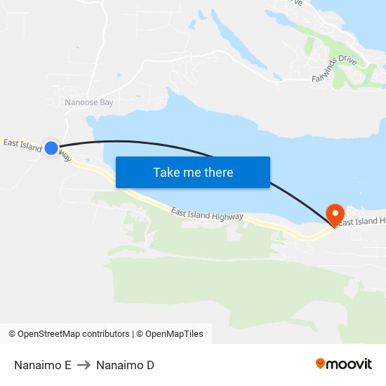 Nanaimo E to Nanaimo D map