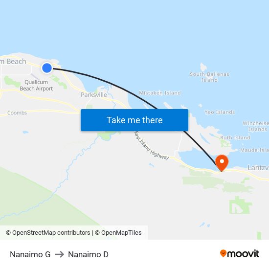 Nanaimo G to Nanaimo D map