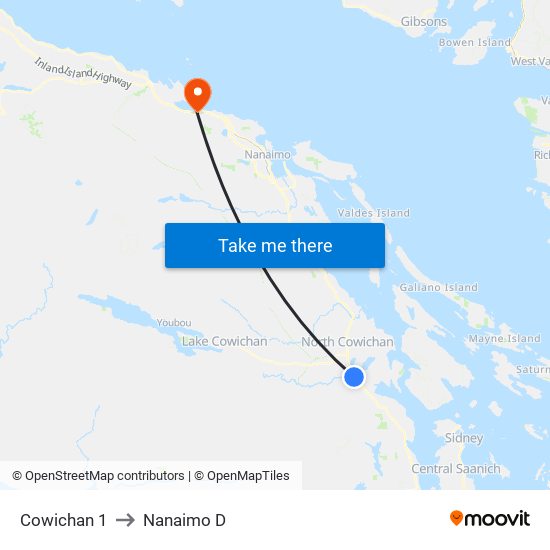 Cowichan 1 to Nanaimo D map