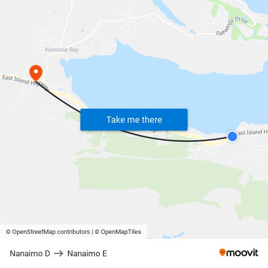 Nanaimo D to Nanaimo E map