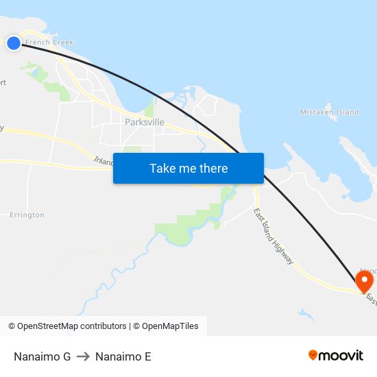 Nanaimo G to Nanaimo E map