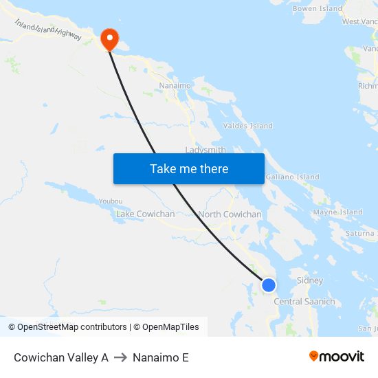 Cowichan Valley A to Nanaimo E map