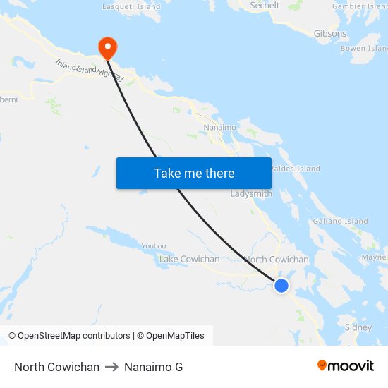 North Cowichan to Nanaimo G map