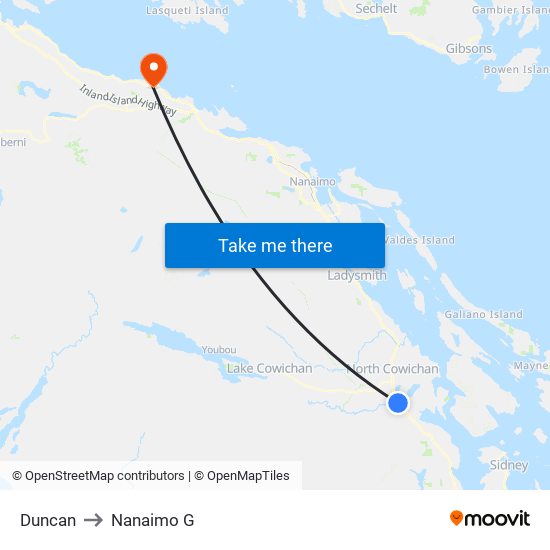 Duncan to Nanaimo G map