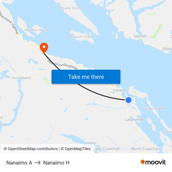 Nanaimo A to Nanaimo H map