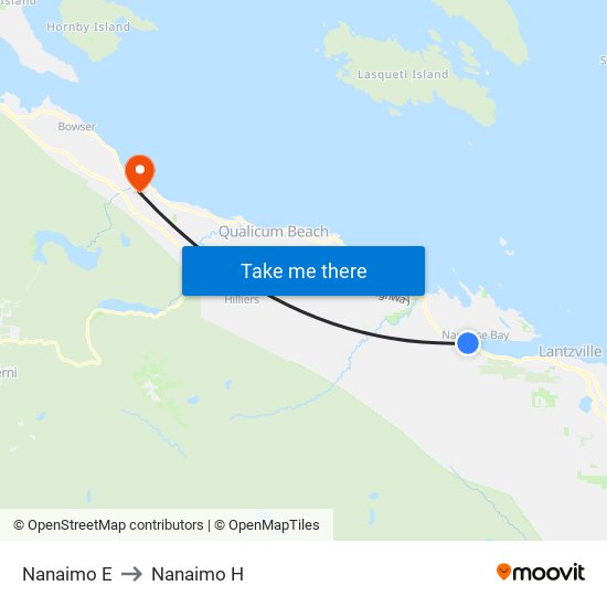 Nanaimo E to Nanaimo H map