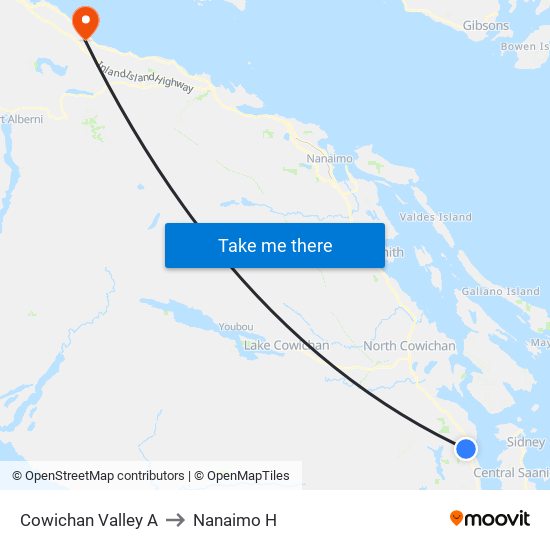 Cowichan Valley A to Nanaimo H map