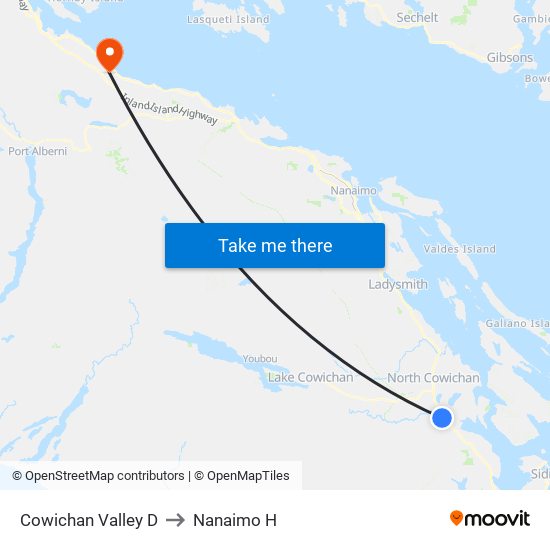 Cowichan Valley D to Nanaimo H map