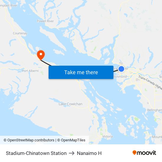 Stadium-Chinatown Station to Nanaimo H map