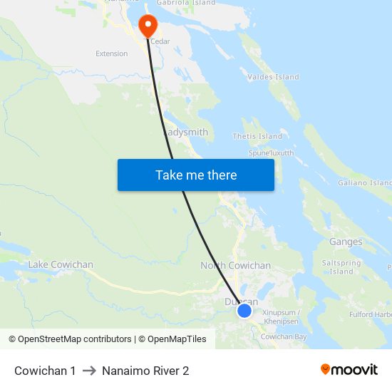 Cowichan 1 to Nanaimo River 2 map