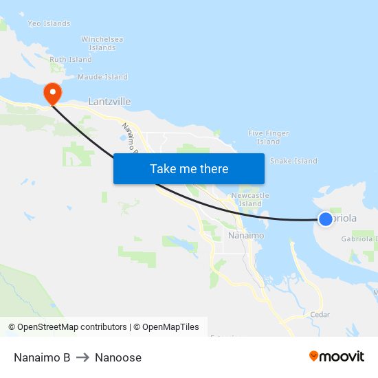 Nanaimo B to Nanoose map