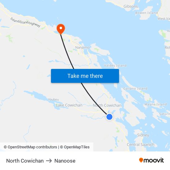 North Cowichan to Nanoose map