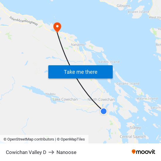 Cowichan Valley D to Nanoose map