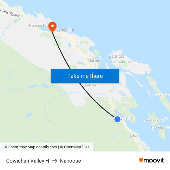 Cowichan Valley H to Nanoose map