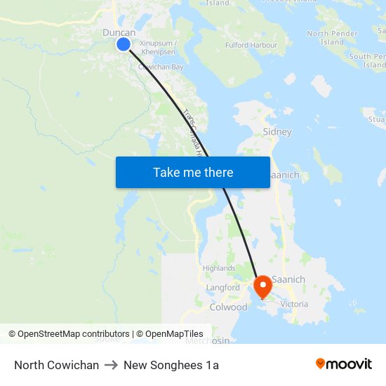 North Cowichan to New Songhees 1a map