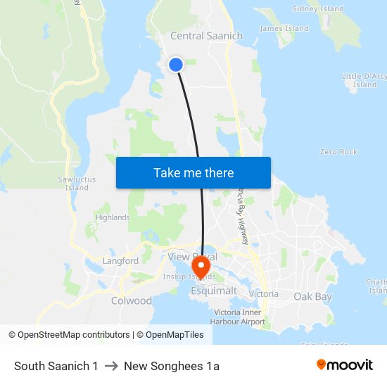 South Saanich 1 to New Songhees 1a map