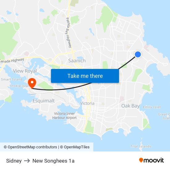 Sidney to New Songhees 1a map