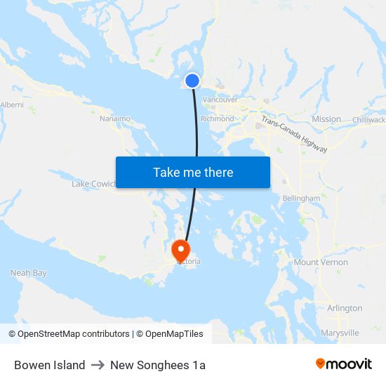 Bowen Island to New Songhees 1a map