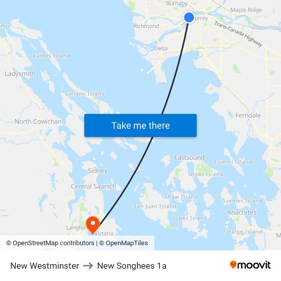 New Westminster to New Songhees 1a map