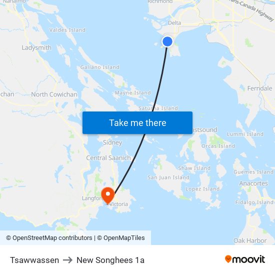 Tsawwassen to New Songhees 1a map