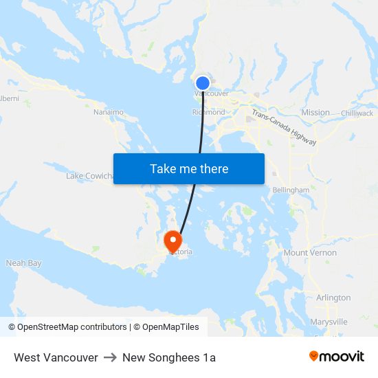 West Vancouver to New Songhees 1a map