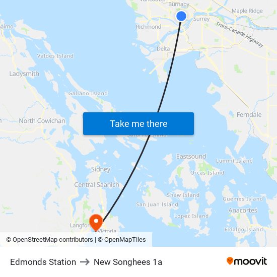 Edmonds Station to New Songhees 1a map