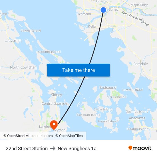 22nd Street Station to New Songhees 1a map