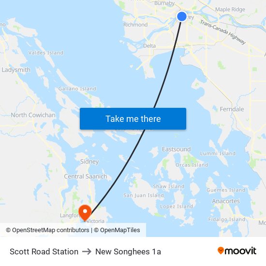 Scott Road Station to New Songhees 1a map