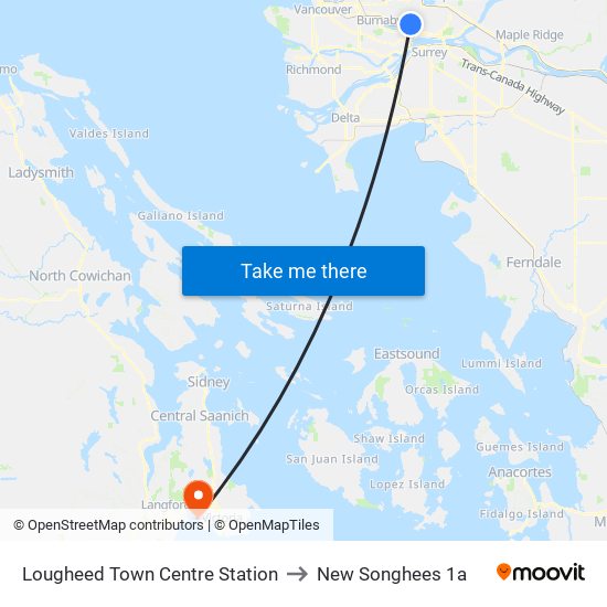 Lougheed Town Centre Station to New Songhees 1a map