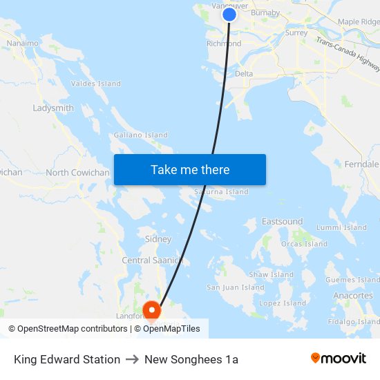 King Edward Station to New Songhees 1a map