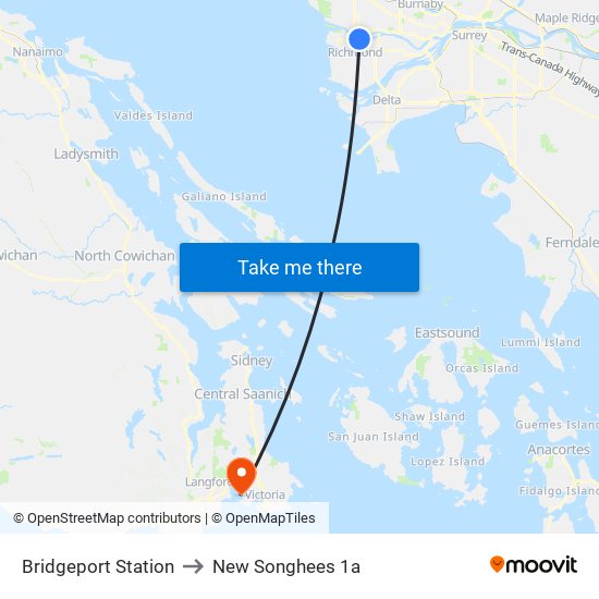 Bridgeport Station to New Songhees 1a map