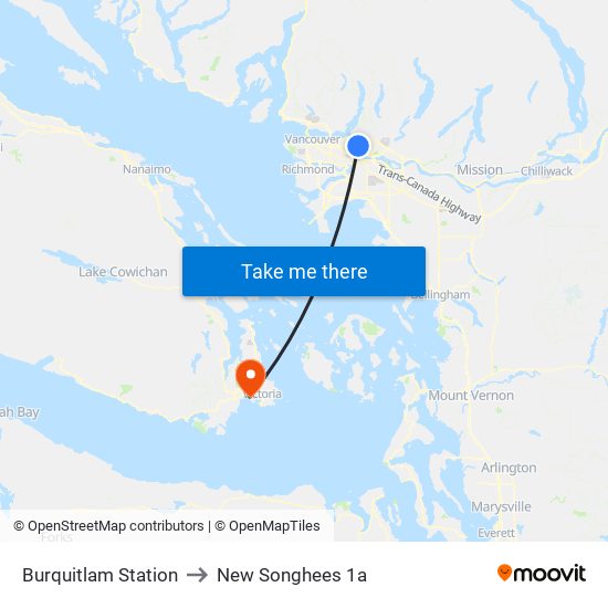 Burquitlam Station to New Songhees 1a map