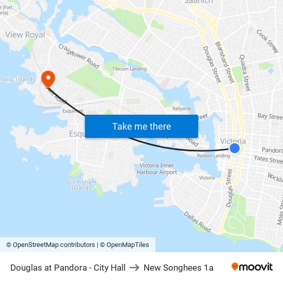 Douglas at Pandora - City Hall to New Songhees 1a map