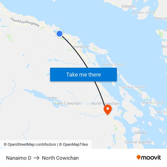 Nanaimo D to North Cowichan map