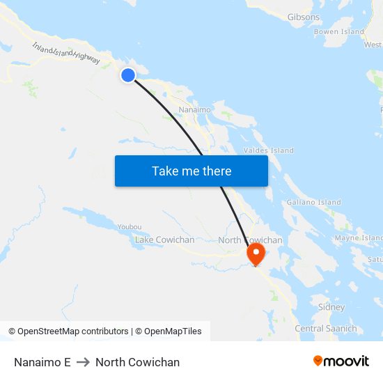 Nanaimo E to North Cowichan map