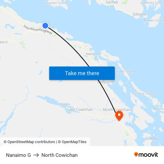 Nanaimo G to North Cowichan map