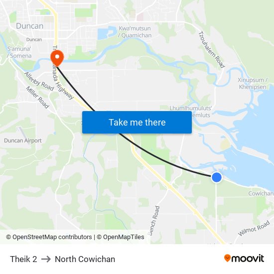 Theik 2 to North Cowichan map