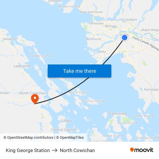 King George Station to North Cowichan map