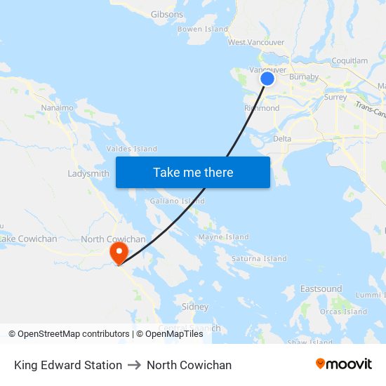 King Edward Station to North Cowichan map